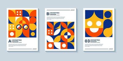 Abstract retro style cover background with geometric shape composition vector