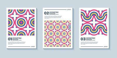 Abstract retro style cover background with geometric shape composition vector