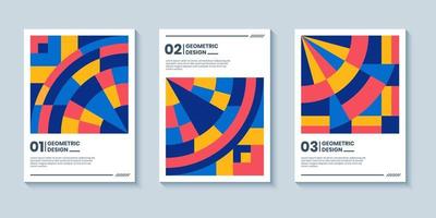 Abstract retro style cover background with geometric shape composition vector