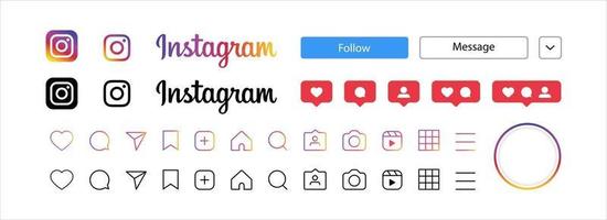 Conjunto de iconos de interfaz de Instagram. vector