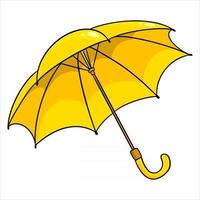 Rain protection. Opened yellow umbrella. For the wet season, autumn. vector