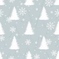 Seamless winter pattern with white pines and snow. vector