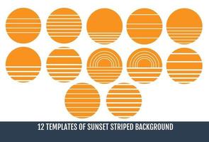 Templates of sunset striped backgrounds. vector