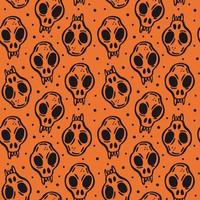 Halloween ink vector seamless pattern Animal skull skeleton head