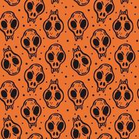 Halloween ink vector seamless pattern Animal skull skeleton head