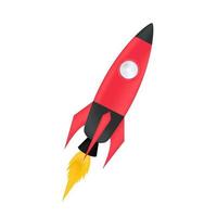 Rocket flying free vector design isolated on white background