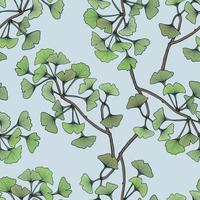 Colorful Hand drawn seamless pattern with ginkgo leaf branch vector