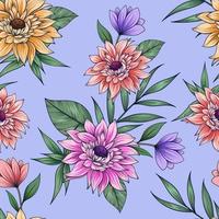 Hand drawn colorful botanical seamless floral pattern vector