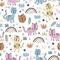 Seamless pattern of cute cat vector