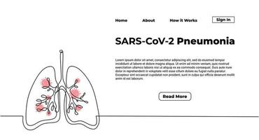 One continuous line of lungs vector
