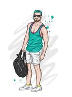 Handsome guy in stylish clothes vector