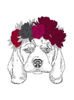 Beautiful hipster dog in stylish clothes and accessories vector