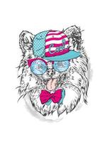 Beautiful hipster dog in stylish clothes and accessories vector