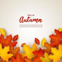 Autumn background with writing on a pile of dry leaves. vector