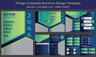 Plantilla de diseño de folleto comercial mínimo de 8 páginas, perfil de la empresa, vector