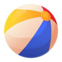 Bright infatible beach ball. Red, yellow, blue stripes  Summer leisure vector