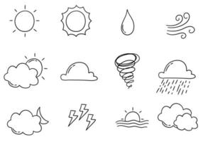 Set of Weather Doodles Vector Illustration