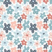 Cute ditsy floral seamless pattern with hand drawn doodle flowers vector