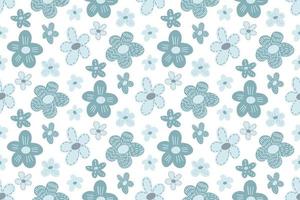 Cute ditsy floral seamless pattern with hand drawn doodle flowers vector