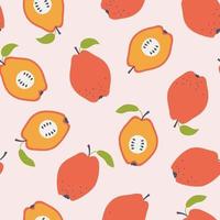 Quince apple seamless pattern. Hand drawn vector illustration