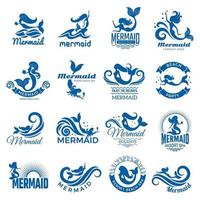 siluetas de sirena con aletas y colas vector de sirena marina