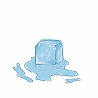 Ilustración de diseño de plantilla de vector de personaje de cubo de hielo de fusión ciega