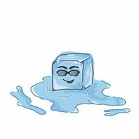 Una ilustración de diseño de plantilla de vector de personaje de cubo de hielo derretido