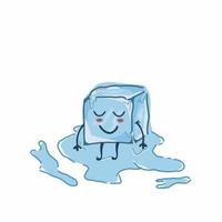 Happy melting ice cube character vector template design illustration