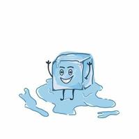 Happy melting ice cube character vector template design illustration