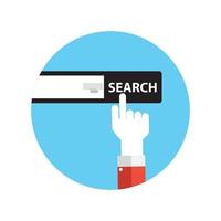 Line Icon with Flat Graphics Element of Search Button Vector Illustration