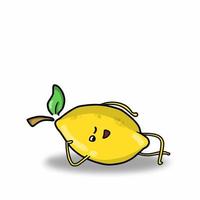 Ilustración de diseño de plantilla de vector de personaje de fruta de limón lindo mentira