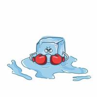 Melting ice cube boxer character vector template design illustration