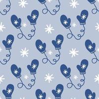 Winter Mittens and Snowflakes Seamless Repeat Pattern vector