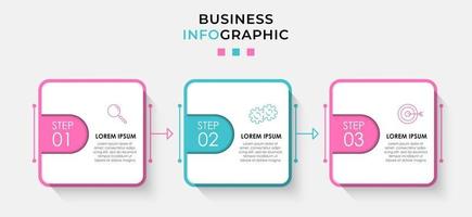 Infographic design template with icons and 3 options or steps vector