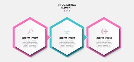 Infographic design template with icons and 3 options or steps vector