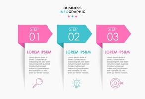 Infographic design template with icons and 3 options or steps vector