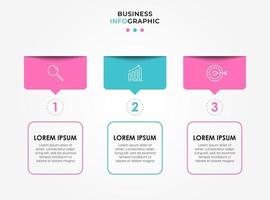 Plantilla de diseño infográfico con iconos y 3 opciones o pasos. vector