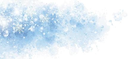 Winter and Christmas background design of snowflake on blue watercolor