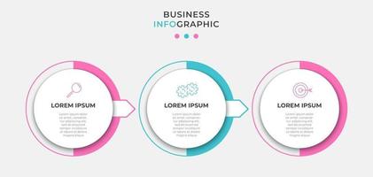 Plantilla de diseño infográfico con iconos y 3 opciones o pasos. vector