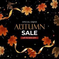 Autumn sale background with falling leaves. Can be used as story post vector