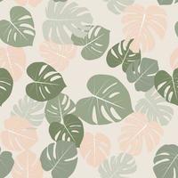 Monstera leaaves seamless pattern natural tropical background. vector