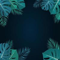 Palm and monstera leaves natural summer background vector