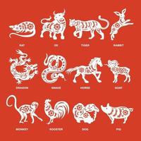 Chinese Zodiac Signs With Designation Vector Illustration