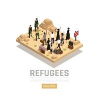 Ilustración de vector isométrico de refugiados