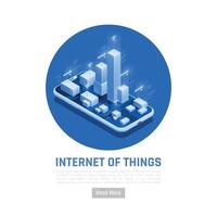 Internet Of Things Blue Round Background Vector Illustration