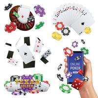 Poker Casino Realistic Set Vector Illustration