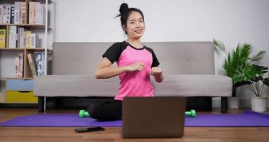 Lady Warming up To Prepare Exercise at Home video