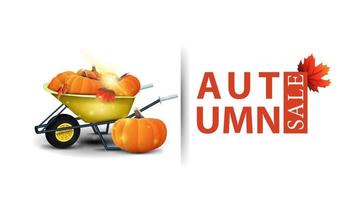 Autumn sale, discount banner with a harvest of pumpkins vector