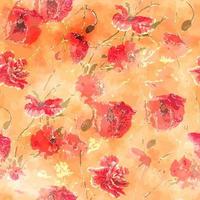 Red Watercolor Floral Poppy Surface Pattern vector