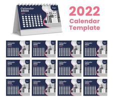 Set Desk Calendar 2022 template design,Set of 12 Months, vector